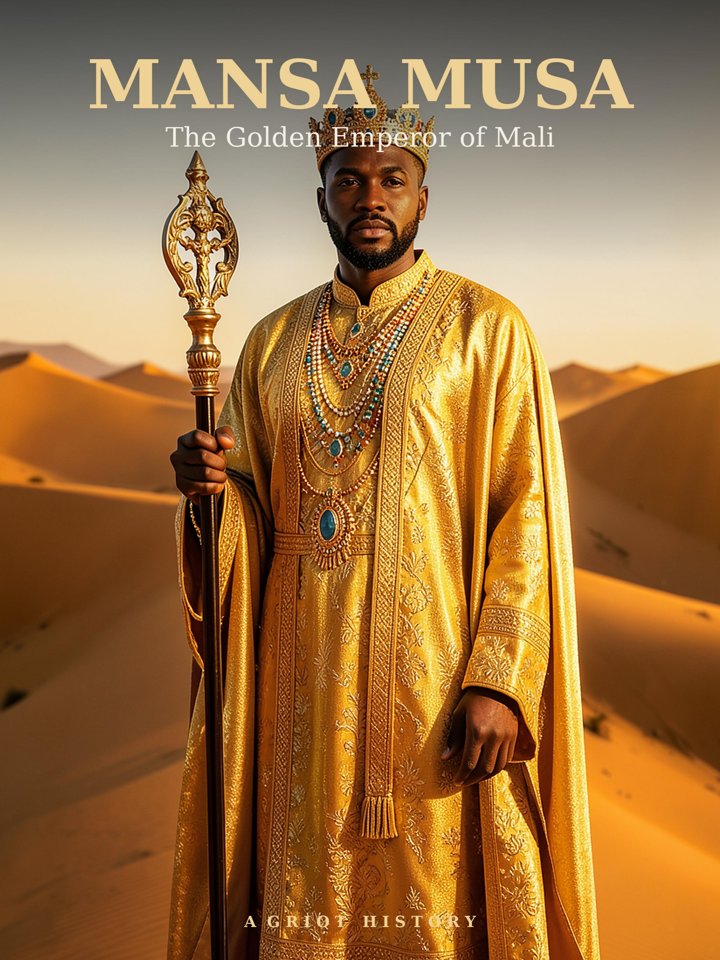 Illustrated portrait of Mansa Musa, Mali Empire