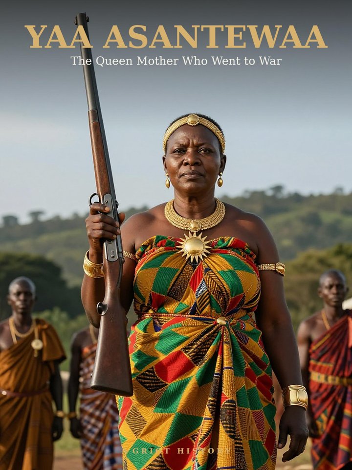 Illustrated portrait of Yaa Asantewaa, Asante warrior-queen